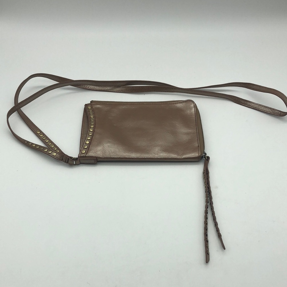HOBO Brown Leather Crossbody Wallet.